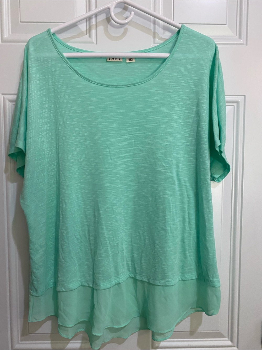 Cato Mint Green Short Sleeve Layered Hem Tee